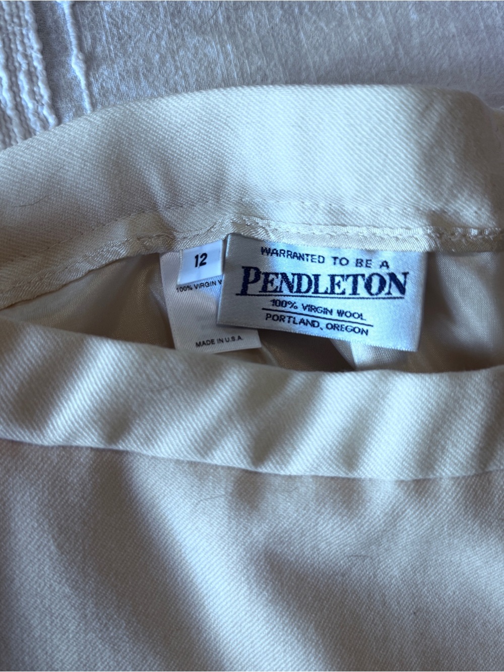 Pendleton Cream Wool Skirt with Textured Front
